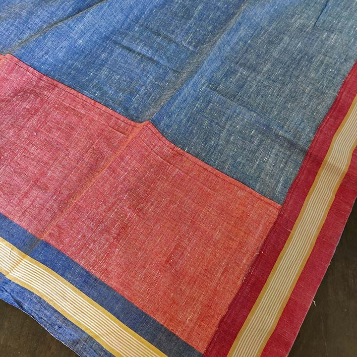 Indigo and Red Handwoven Tablecloth