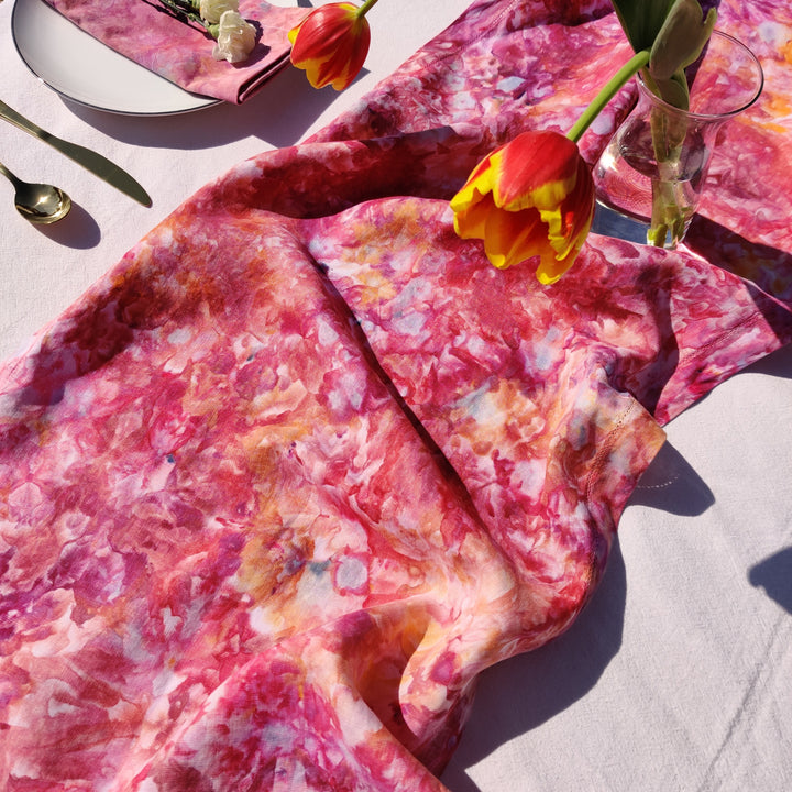 Sunset Vibes Ice Dyed Linen Table Runner