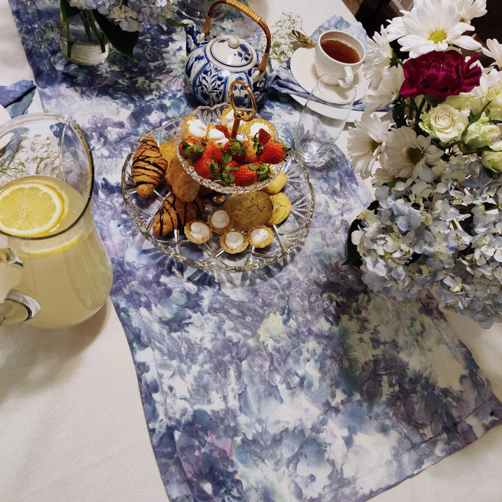 Ocean Foam Ice Dyed Linen Table Runner